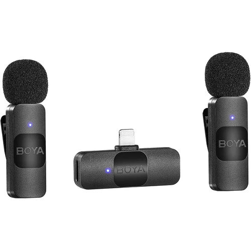 Boya BY-V2 Ultracompact 2-Person Wireless Microphone System with Lightning Connector for iOS Devices (2.4 GHz)