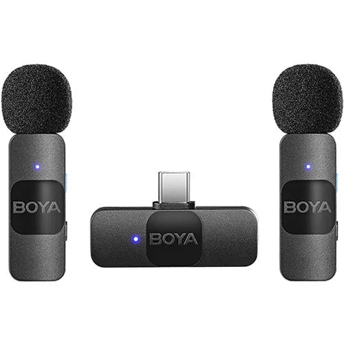 Boya BY-V20 Ultracompact 2-Person Wireless Microphone System with USB-C Connector for Mobile Devices (2.4 GHz)