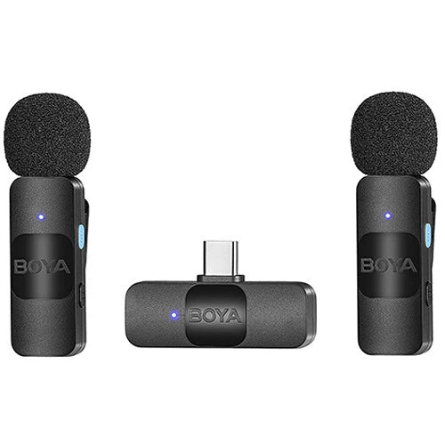 Boya BY-V20 Ultracompact 2-Person Wireless Microphone System with USB-C Connector for Mobile Devices (2.4 GHz)