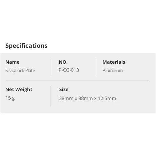 PGYTECH SNAPLOCK PLATE Arca-Swiss compatible P-CG-013