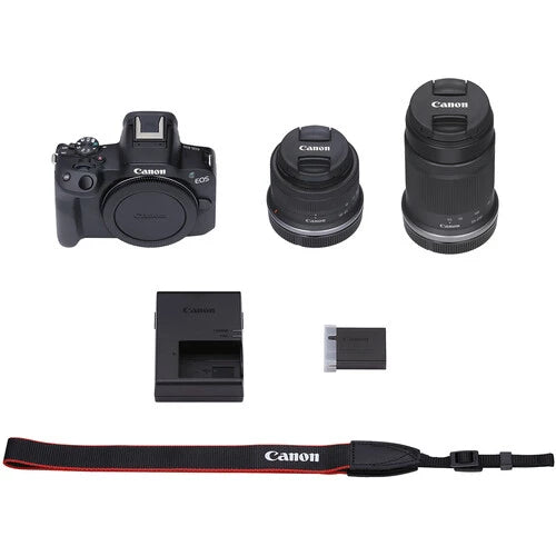 Canon EOS R50 Mirrorless Camera with 18-45mm and 55-210mm Lenses Black