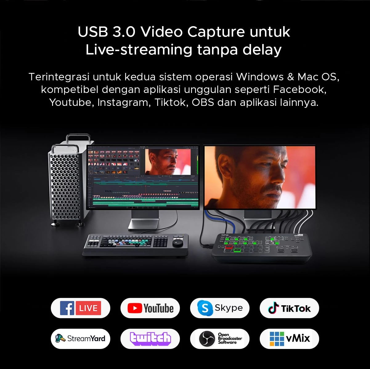 CInetreak Mixer Mini HDMI FHD Live Streaming Video Switcher