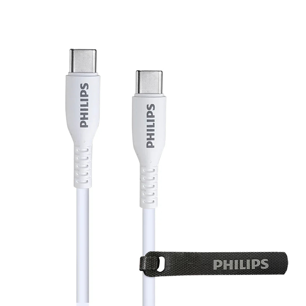 Philips DLC8601W USB-C to C Soft Silicone Cable PD 60W 1.2M Pastel Color - White