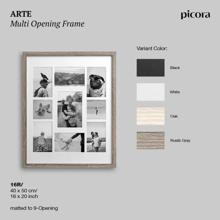 Picora Arte Multi Opening Frame 16R 40x50cm matted to 9-Opening Black
