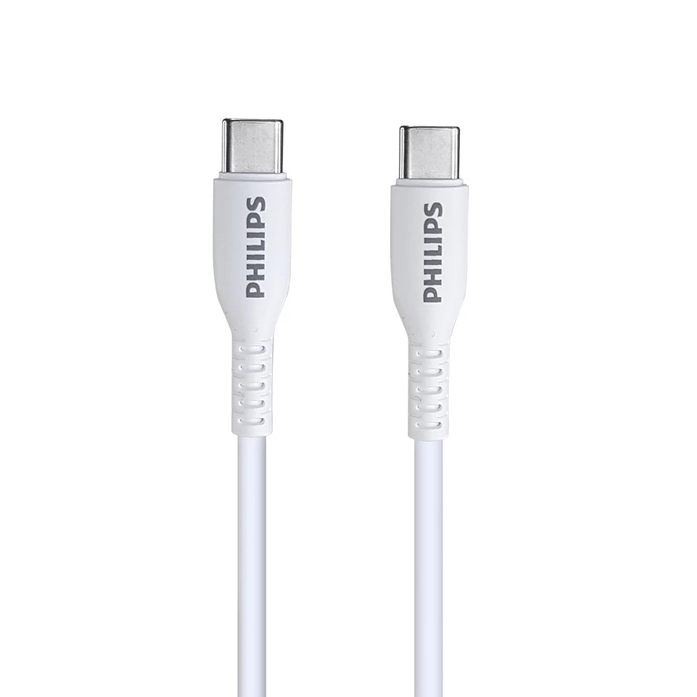 Philips DLC8601W USB-C to C Soft Silicone Cable PD 60W 1.2M Pastel Color - White