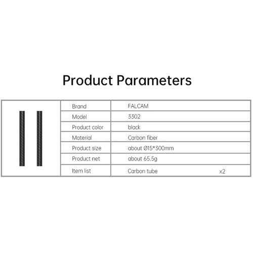 Falcam 15x300mm Carbon Fiber Rod 3302
