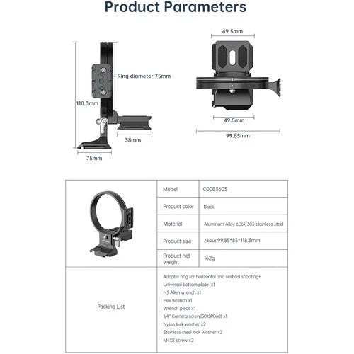 FALCAM F22&F38&F50 Horizontal-To-Vertical Quick Release Circular Half Cage(75MM For Universal) C00B3603