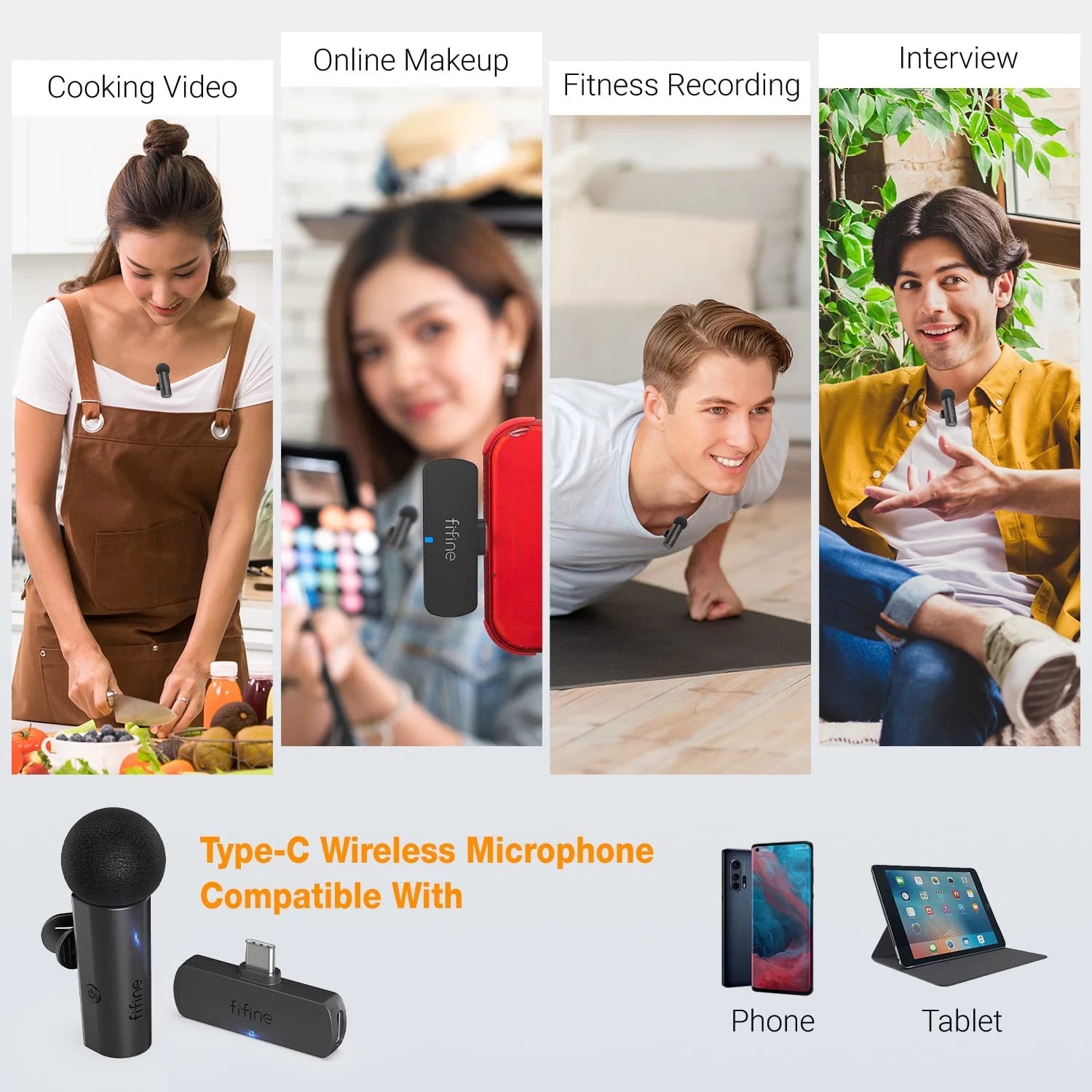 FIFINE M6 WIRELESS LAPEL MICROPHONE USB Type C Android
