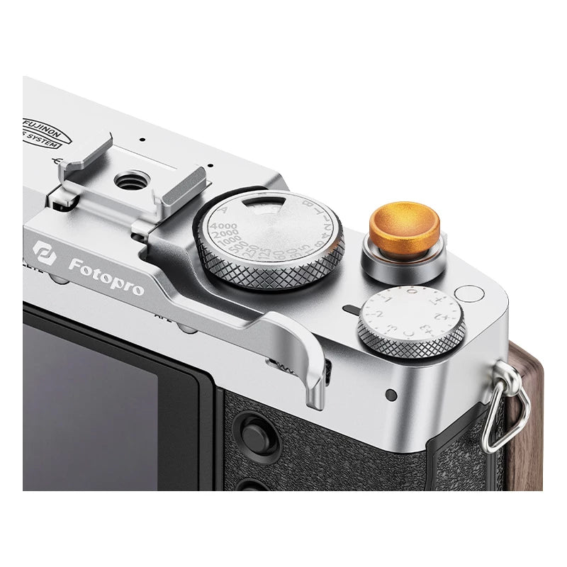 Fotopro H-X100VI Thumb Grip and Shutter Button for Fujifilm X100VI and X100V(Silver+Gold)