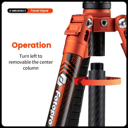 Fotopro X-Aircross 3 Orange Carbon Fiber Travel Tripod