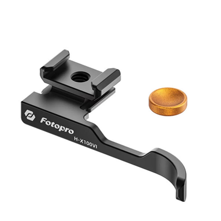 Fotopro H-X100VI Thumb Grip and Shutter Button for Fujifilm X100VI and X100V (Black+Gold)