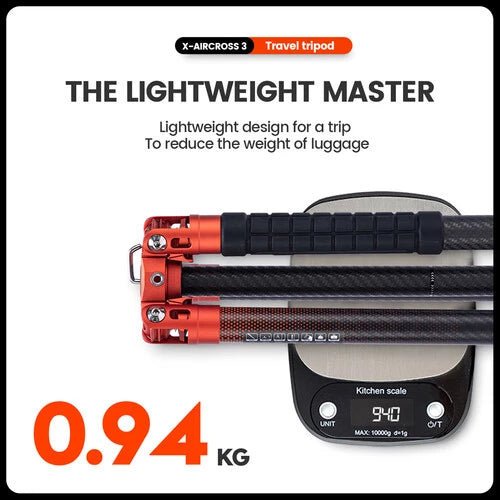 Fotopro X-Aircross 3 Orange Carbon Fiber Travel Tripod