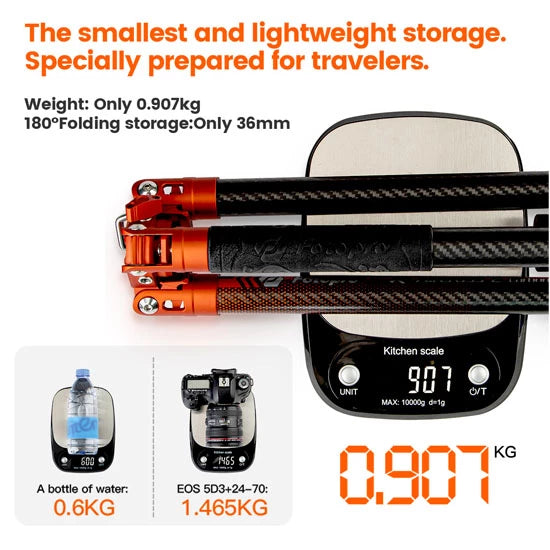 Fotopro X-AirCross 2 Carbon Fiber Tripod Flame Orange