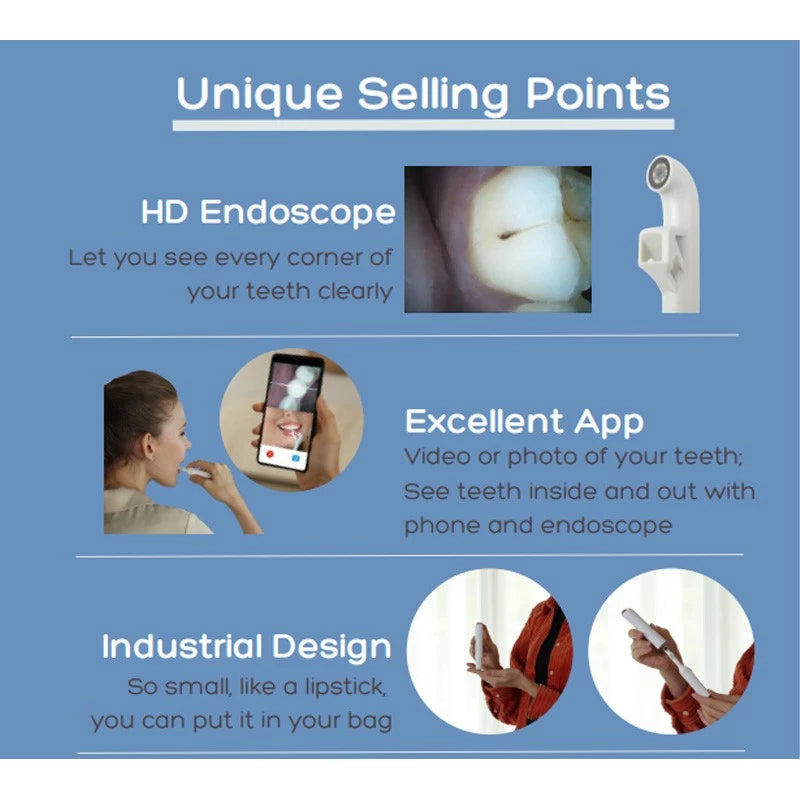 Kamera Endoscope Gigi HD WiFi Oral Dental Mirror IP54 White