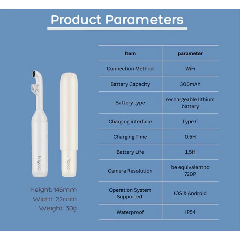 Kamera Endoscope Gigi HD WiFi Oral Dental Mirror IP54 White