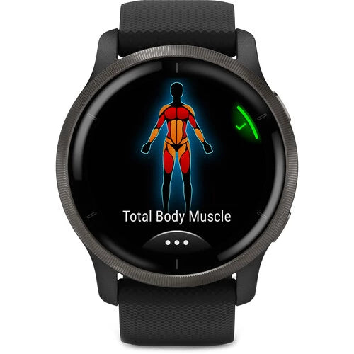 Garmin Venu 2 - Slate Stainless Steel Bezel with Black Case and Silicone Band (AGA-010-02430-71)