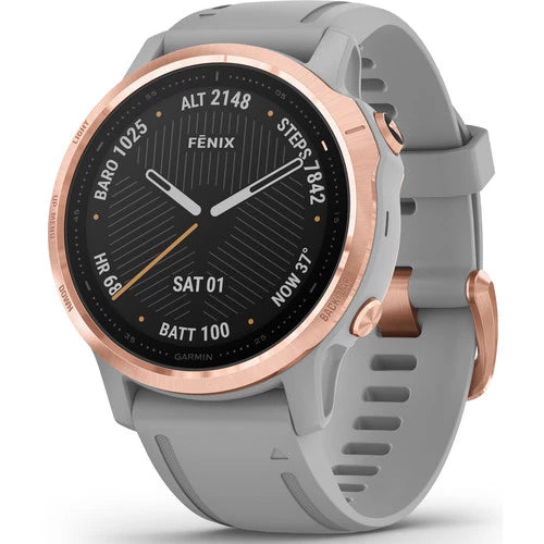 Garmin Fenix 6S Multisport GPS Smartwatch 42mm Sapphire Rose Gold-tone with Powder Gray Band