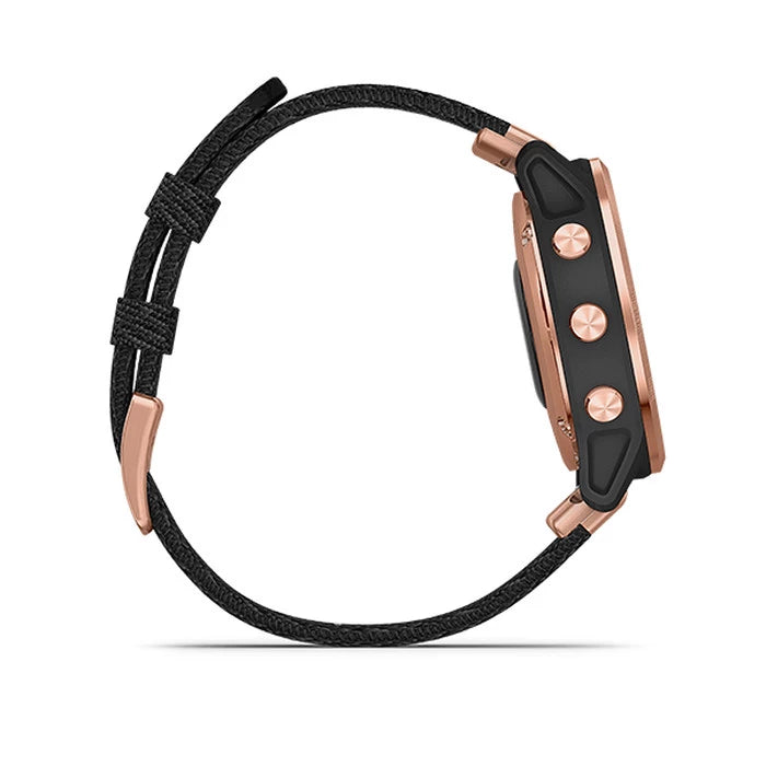 Garmin Fenix 6S Multisport GPS Smartwatch 42mm Sapphire Rose Gold-tone with Heathered Black Nylon Band