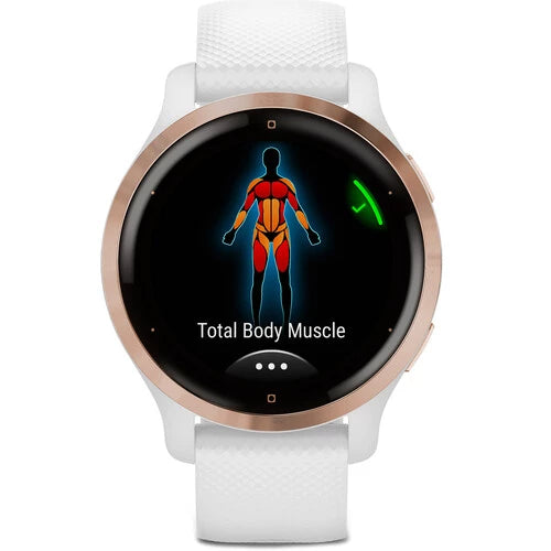 Garmin Venu 2S - Rose Gold Stainless Steel Bezel with White Case and Silicone Band (AGA-010-02429-73)