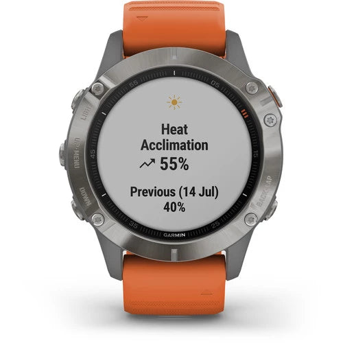 Garmin Fenix 6 Multisport GPS Smartwatch 47mm Sapphire Titanium with Ember Orange Band