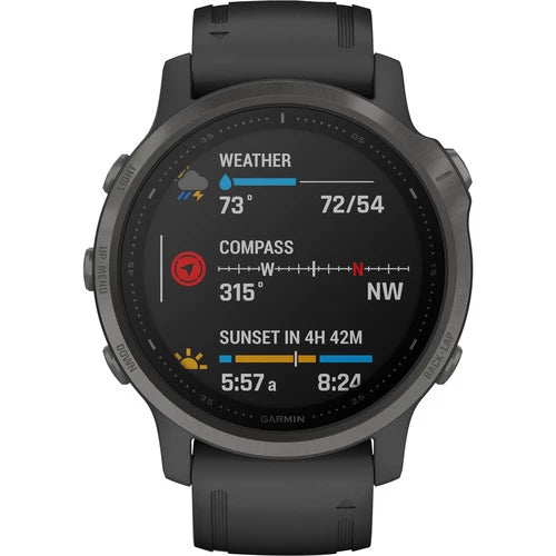 Garmin Fenix 6S Multisport GPS Smartwatch 42mm Sapphire Carbon Gray DLC with Black Band