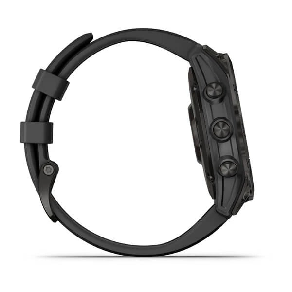 Garmin fenix 7 Sapph Solar, Smartwatch CrbnGry DLC Ti w/Blk Band, GPS Watch