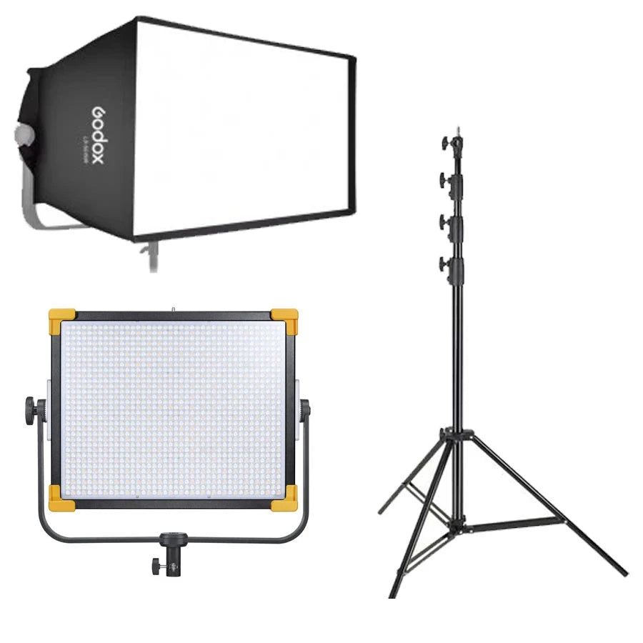 Godox LD150RS LED Panel, Godox 380F Heavy Duty Light Stand, Godox LD-SG150R Softbox for LD150R LED Panel 20.9 x 33.5 Inch