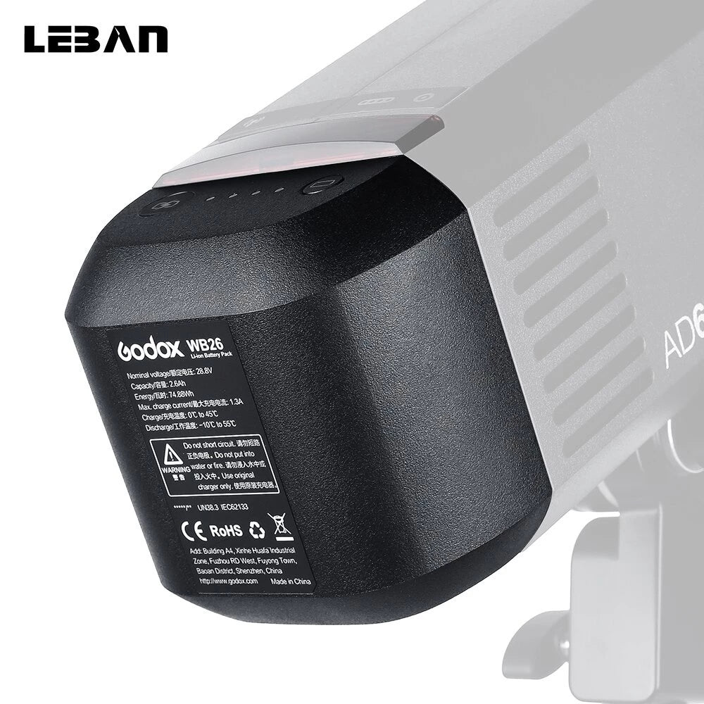 Godox WB26 Rechargeable Lithium-Ion Battery Pack for AD600Pro Flash 2600mAh