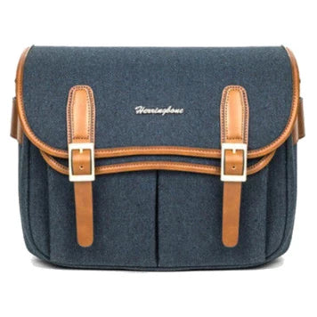 Herringbone Maniere Medium Canvas Camera Shoulder Bag Navy