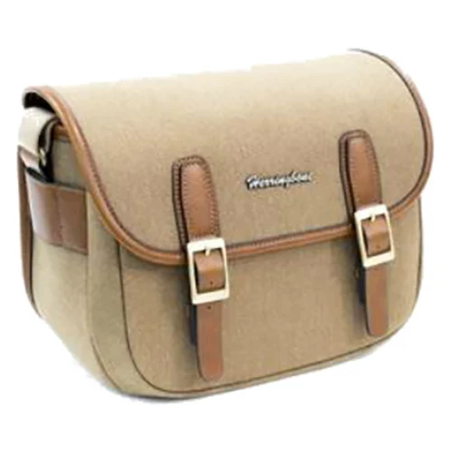 Herringbone Maniere Small Canvas Camera Shoulder Bag Khaki