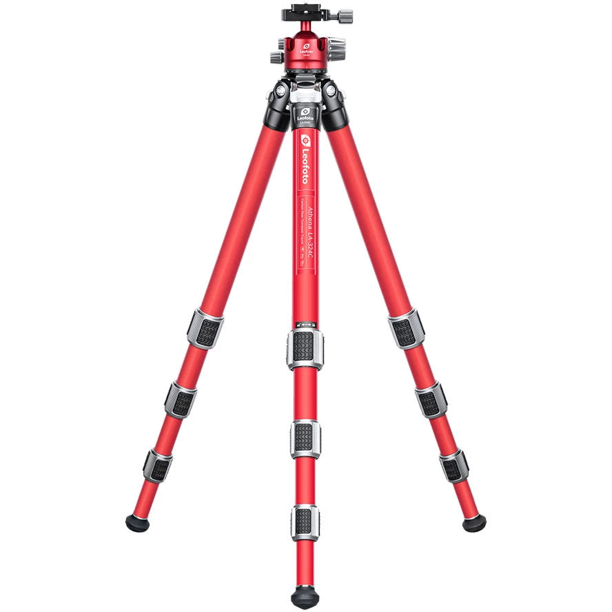 Leofoto LA-324C Tripod with LH-40 Red ATHENA