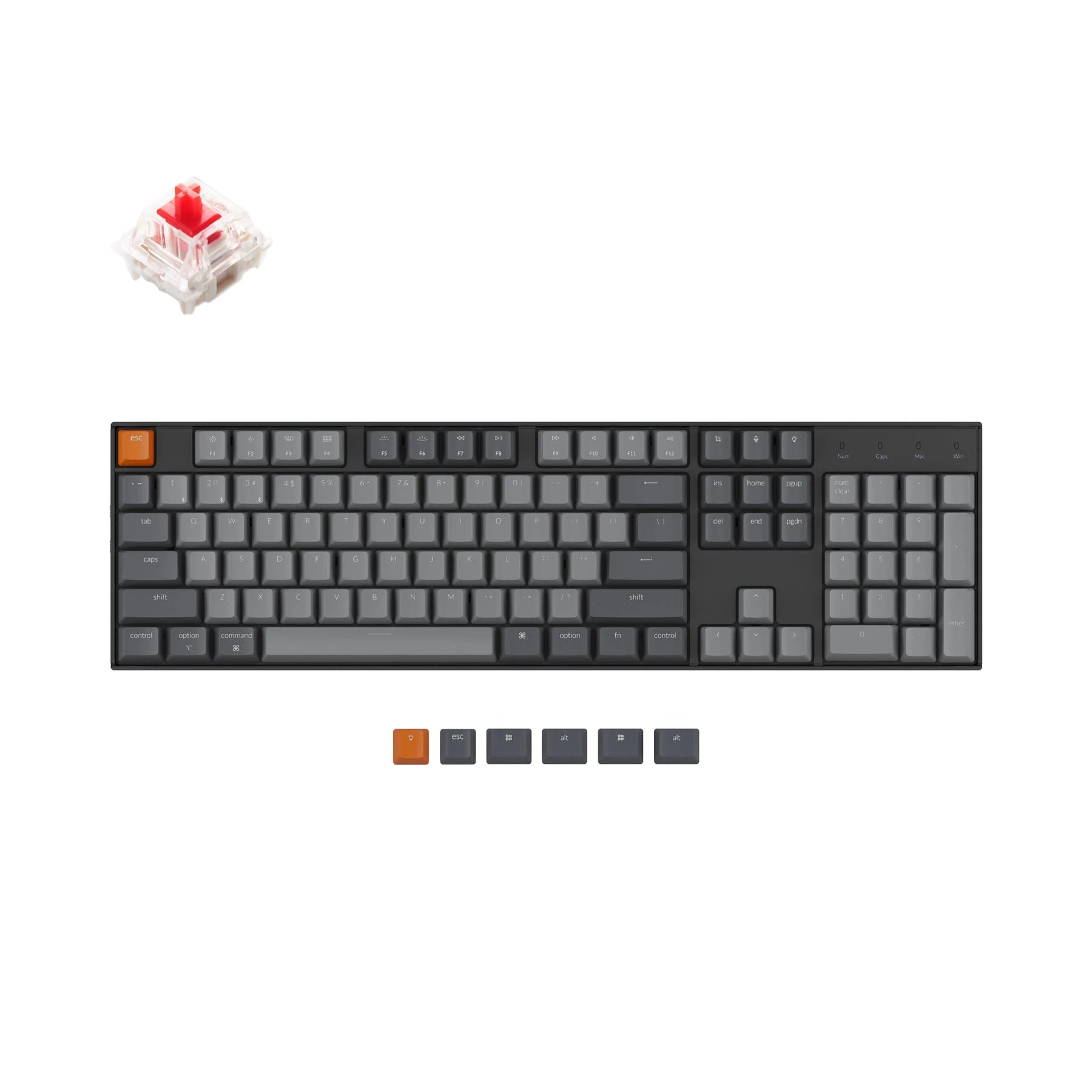 Keychron K10-G1 Wireless Mechanical Keyboard White Backlight Gateron Mechanical (Hot-swappable) Red Switch