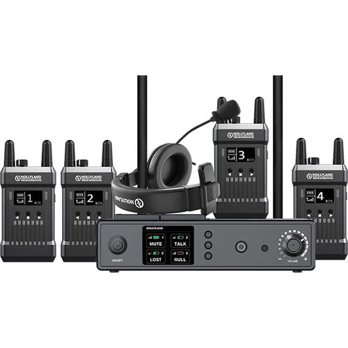 Hollyland MARS T1000 Full-Duplex Intercom System with Four Beltpack Transceivers