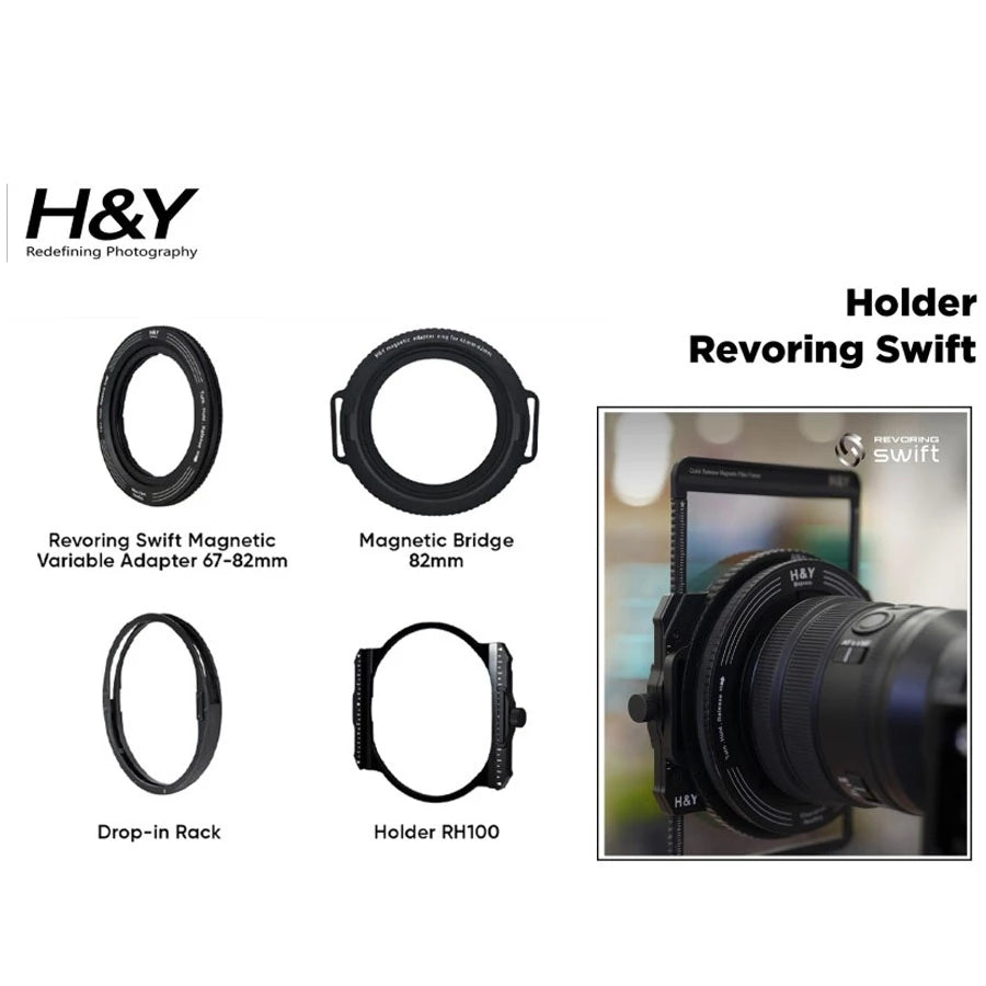 H&Y Holder Revoring Swift (Holder RH100 + Magnetic Bridge + Drop-in Rack + Revoring Swift Magnetic Variable Adapter 67-82mm)
