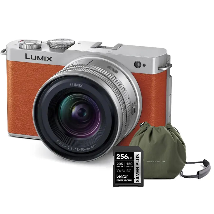 Panasonic Lumix S9 Mirrorless Camera with S 18-40mm f4.5-6.3 (Camel Orange) (FREE PGYTECH OneGo Drawstring Bag (Forest) + Lexar 256GB Professional SDXC SILVER PLUS)