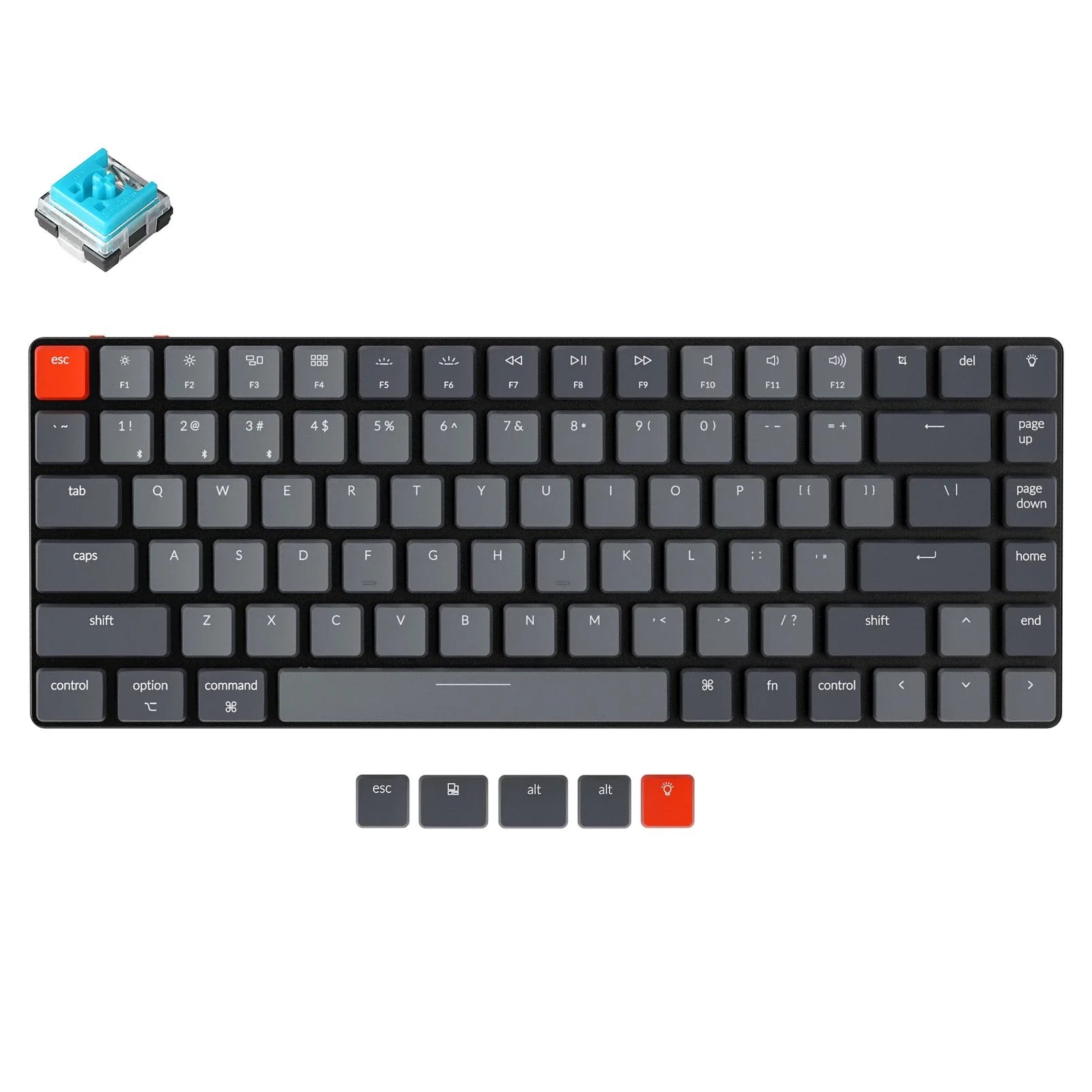 Keychron K3-D2 Ultra-slim Wireless Mechanical Keyboard White Backlight Low Profile Keychron Optical (Hot-swappable) Blue