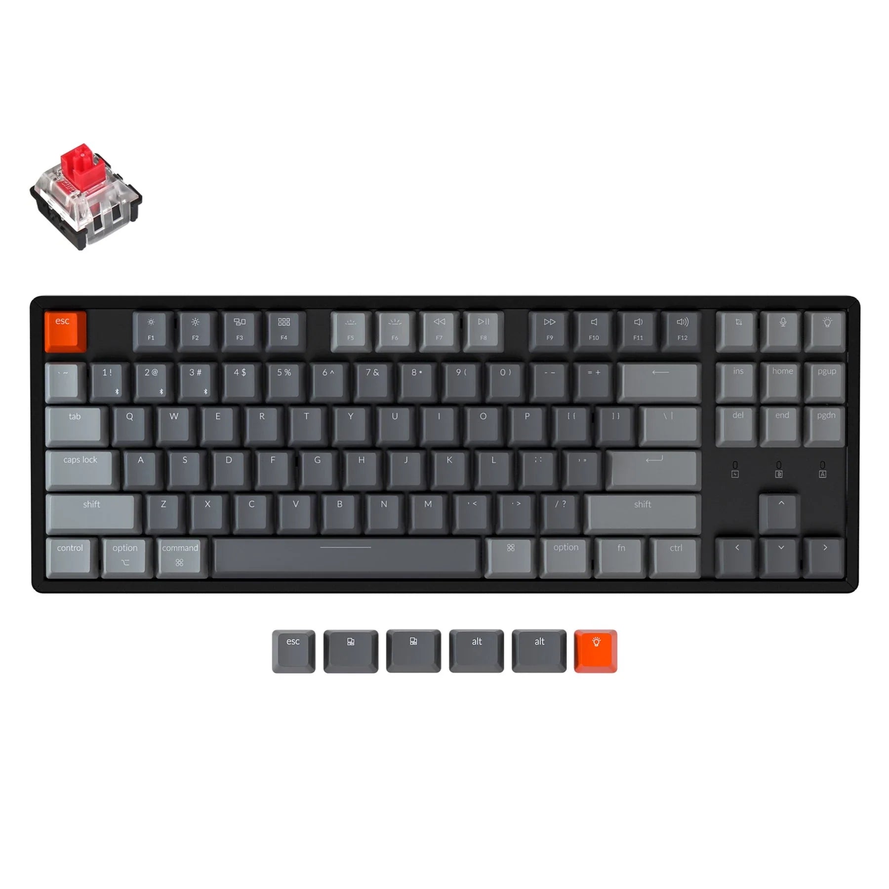 Keychron K8-F1 Wireless Mechanical Keyboard RGB Backlight Aluminum Frame Optical Hot Swappable Mechanical Red Switch
