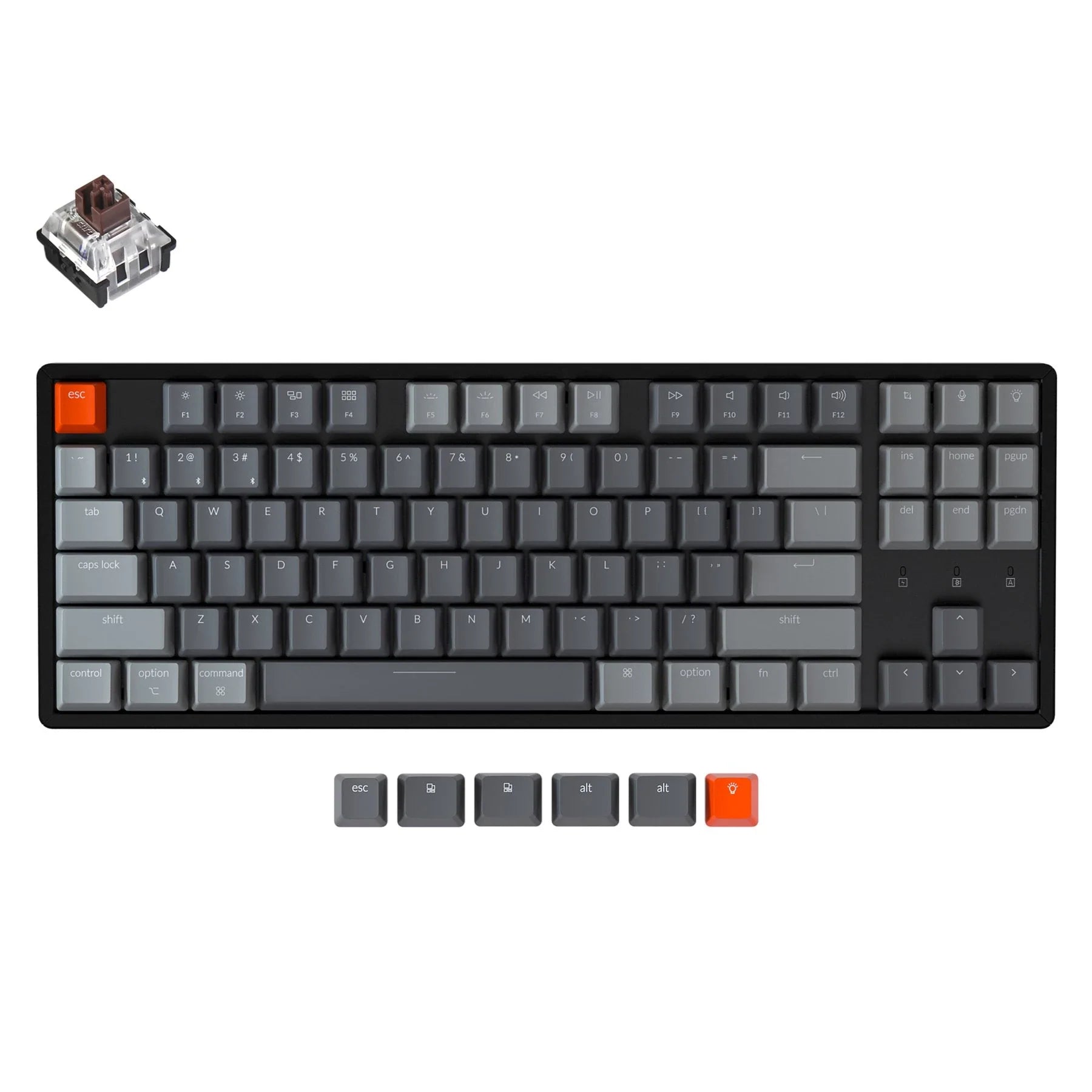 Keychron K8-F3 Wireless Mechanical Keyboard 87 Key Aluminum Frame RGB Backlight Brown Switch Optical Hot-swappable