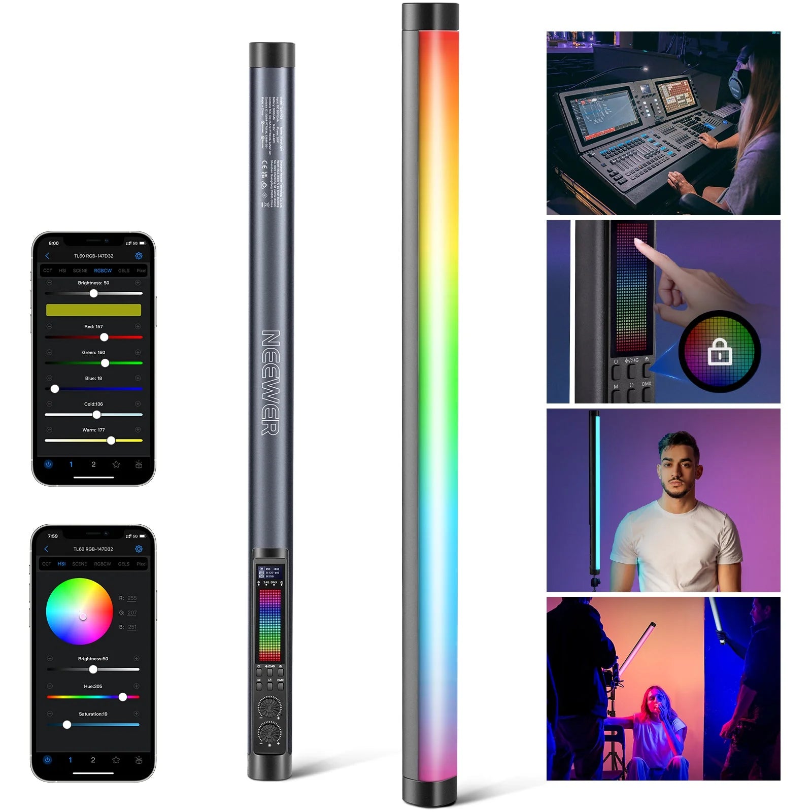 Neewer TL60 RGB NEEWER TL60 LED RGB TUBE LIGHT (EU)