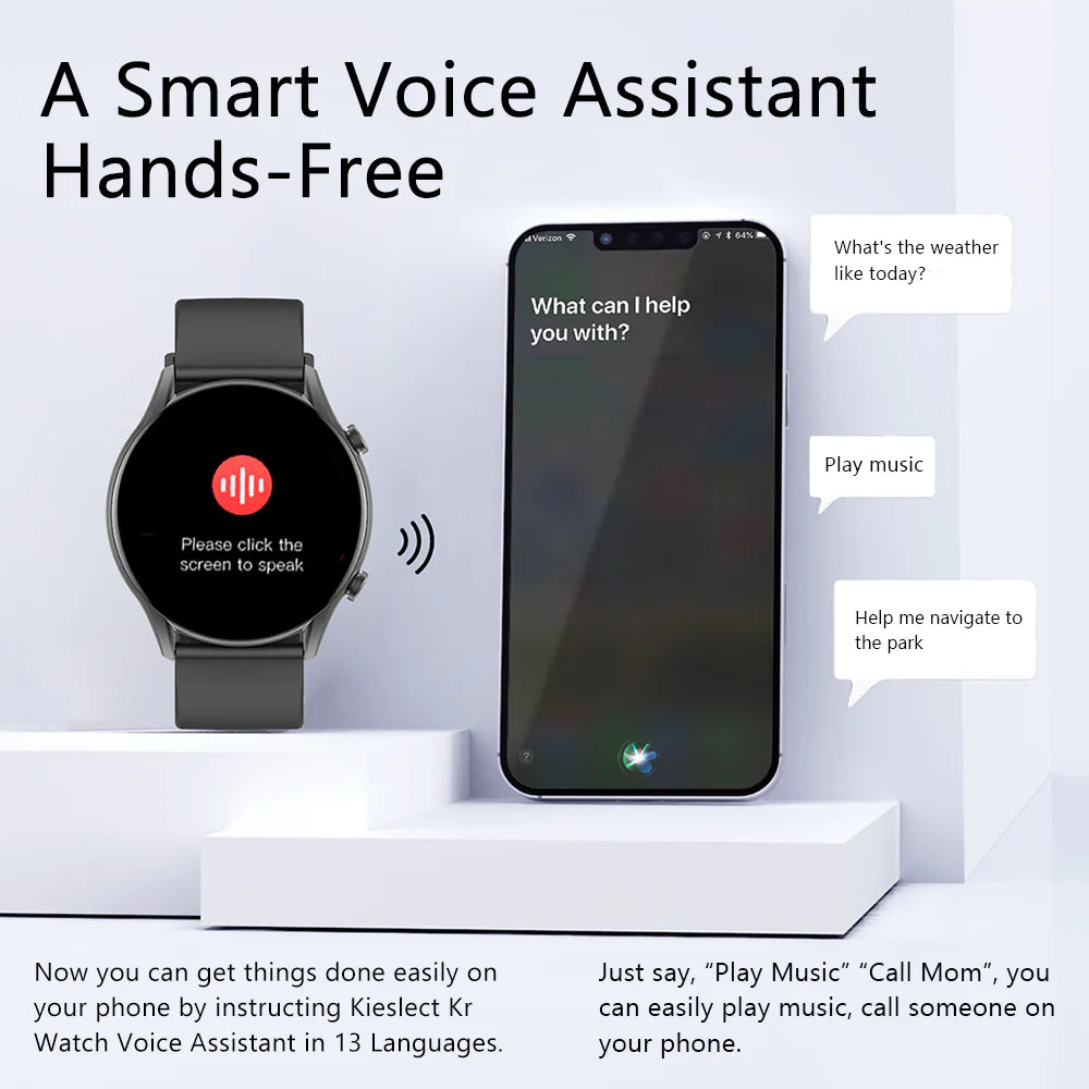 Kieslect KR Smart Watch Calls Music Control AMOLED Heart Rate Monitor
