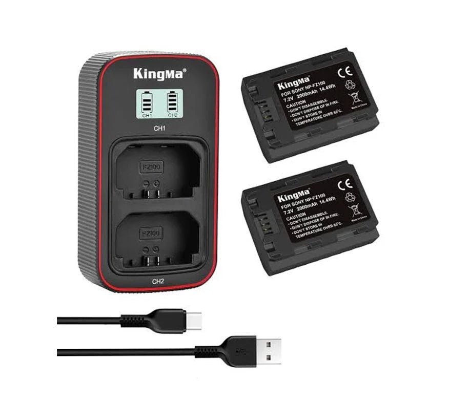 Kingma LCD Dual Charger for Sony NP-FZ100 2 Battery NP-Z100 - CHARGER +2 BAT