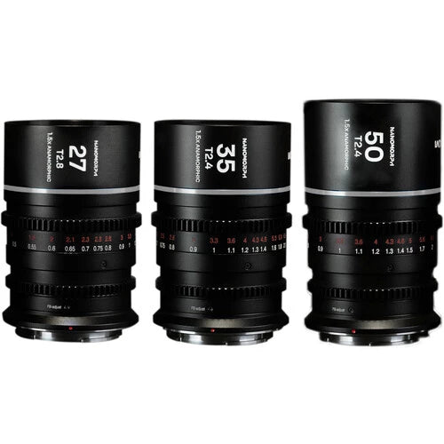 Laowa Nanomorph S35 Prime 3-Lens Bundle (27mm, 35mm, 50mm) (Silver) - Arri PL / Canon EF