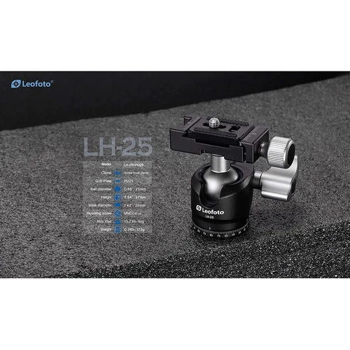 Leofoto LY-224C+LH-25(Black) Carbon Fiber Y Shaped Center Column Tripod