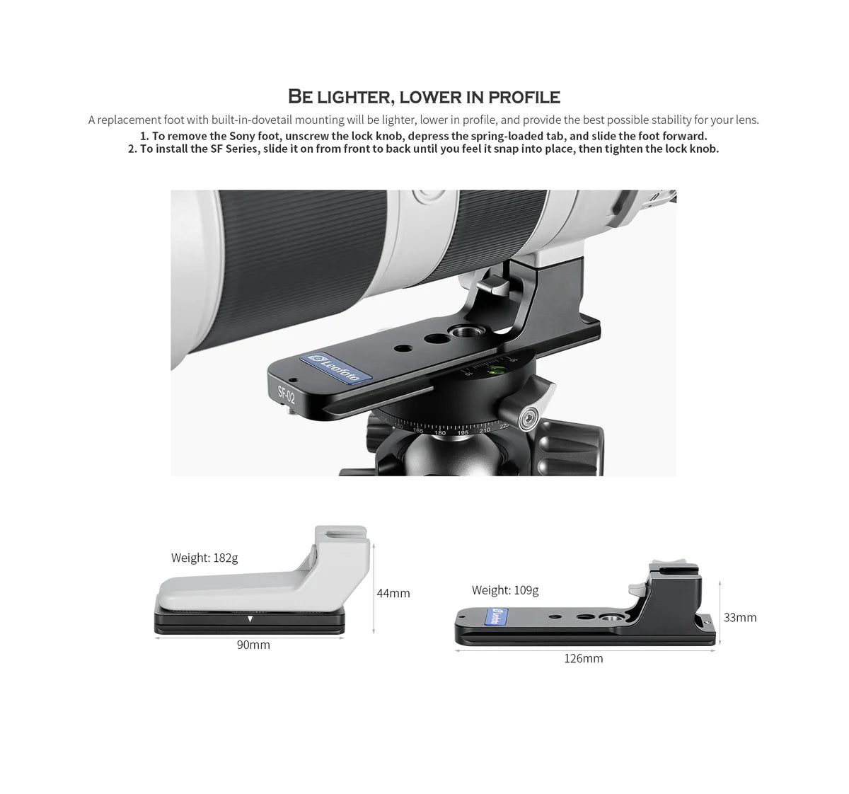 Leofoto SF-02N Replacement Lens Foot for Sony FE 200-600 f/5.6-6.3
