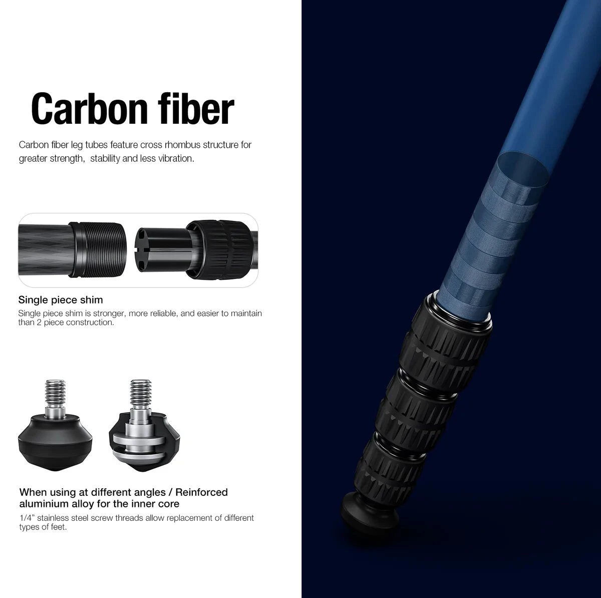 Leofoto LY-224C+LH-25(Blue) Carbon Fiber Y Shaped Center Column Tripod