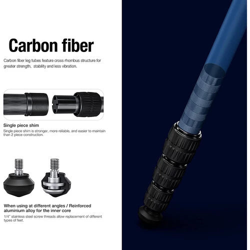 Leofoto LY-224C+LH-25(Blue) Carbon Fiber Y Shaped Center Column Tripod
