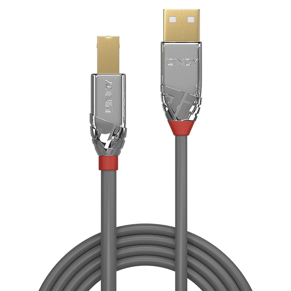 Lindy #36642 USB 2.0 Type A to B Cable, Cromo Line 2m