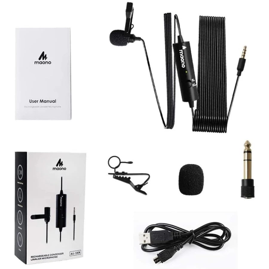 Maono AU-100R Rechargeable Lavalier Microphone