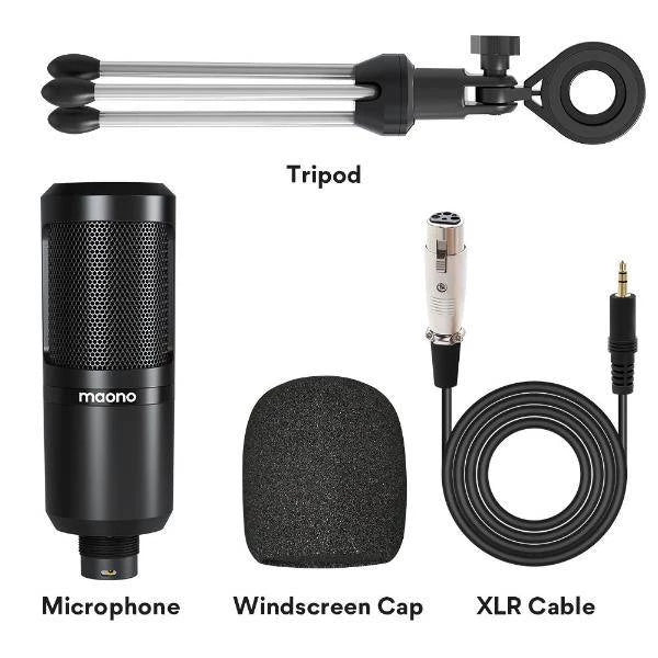 Maono AU-PM360TR Mic Condenser XLR plus Stand Kit Recording