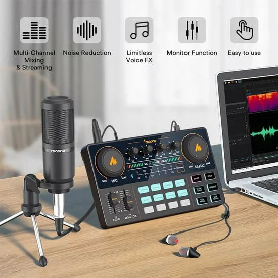 Maonocaster Lite AU-AM200 S1 Single Mic Bundle Portable Live Streaming and Studio Podcast USB Sound Card